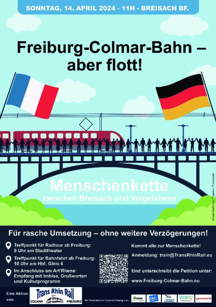 Menschenkette zwischen Breisach und Volgelsheim am Sonntag, 14. April 2024